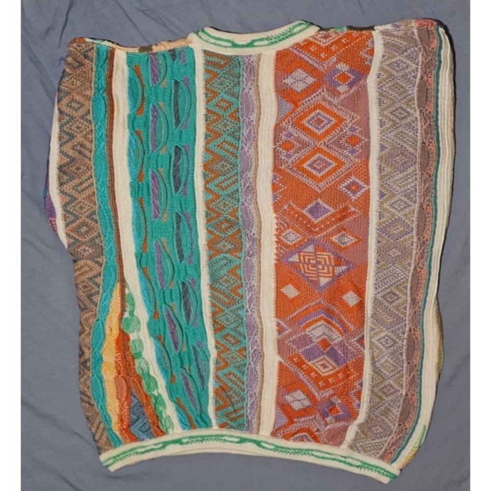 Vintage COOGI 90s 3D Knit Multicolor Sweater Size Large Wool Biggie Hip-Hop RARE - Picture 4 of 6